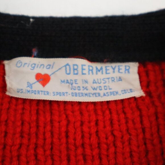 Original Obermeyer Vintage Cardigan Ski Sweater Red Button Front 1960's Large? - Picture 5 of 11